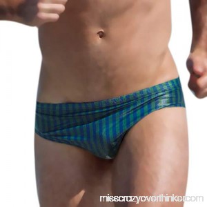 Men's Print Contour Pouch Bikini Swimsuit Sexy Low Rise Thong Swimming Shorts Briefs Underwear Swim Trunks Dark Blue B07P8Q2X6C